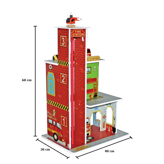 Remiza strażacka drewniana Aga4Kids Fire Station z wieżą i akcesoriami